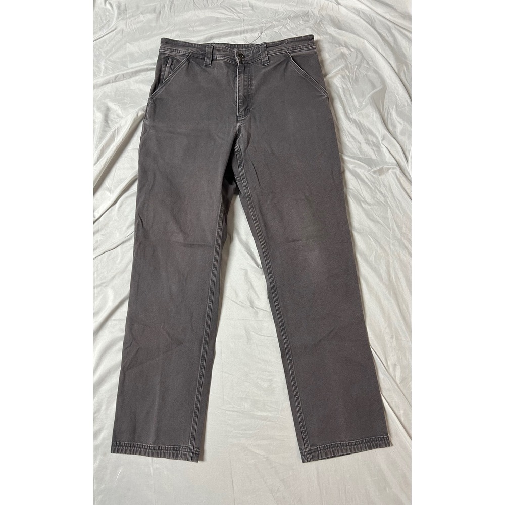 Duluth Trading Co Flex Fire Hose Work Pants Mens 34x34 Gray Utility Canvas